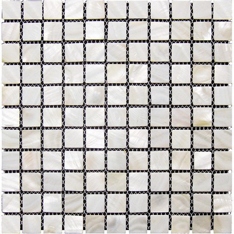 1" Shell White Mother Of Pearl Square Mosaic Tile