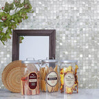 Pure White Mother Of Pearl Tight Joints Square Mosaic Kitchen Wall Close-up