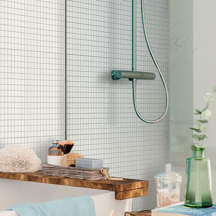 Pure White Squares Glass Pool Tile | Tile Club