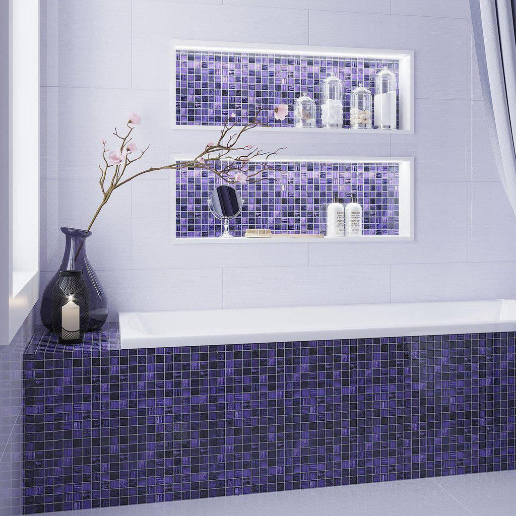 Purple Foil Glossy And Frosted Square Glass Mosaic Tile | Tile Club