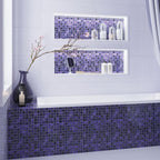 Purple Foil Glossy And Frosted Square Glass Mosaic Tile | Tile Club