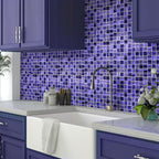 Purple Foil Glossy And Frosted Square Glass Mosaic Tile