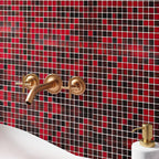 Queen of Hearts Red Mixed Squares Glass Tile | Tile Club