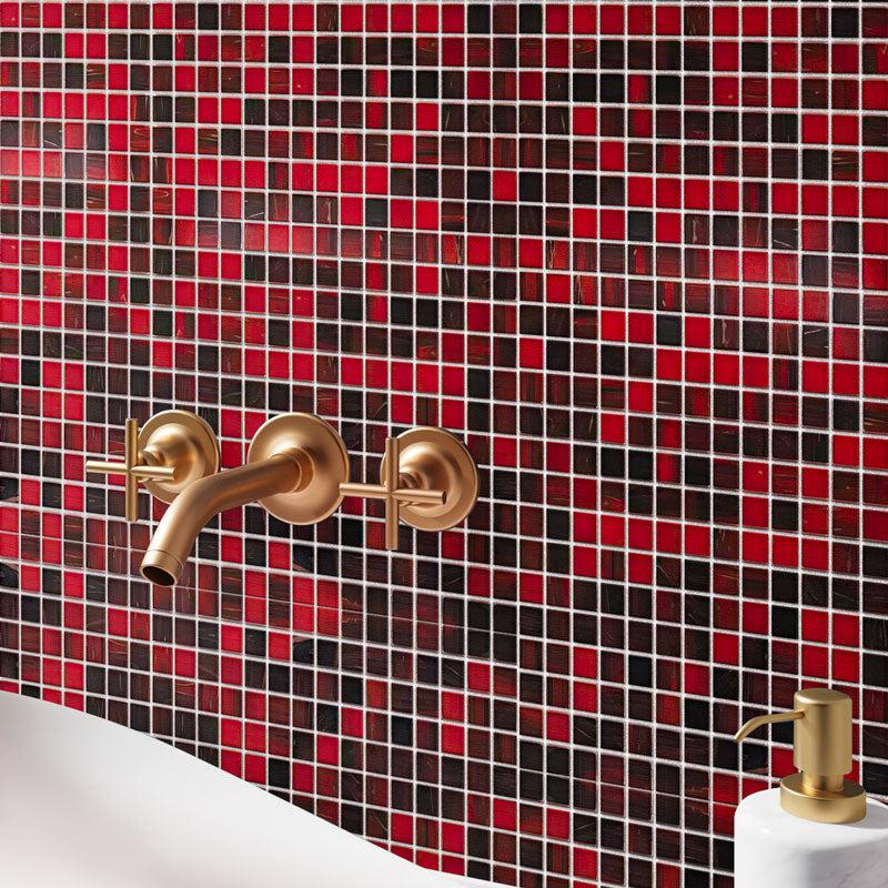 Queen of Hearts Red Mixed Squares Glass Tile | Tile Club