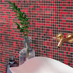 Queen of Hearts Red Mixed Squares Glass Tile | Tile Club