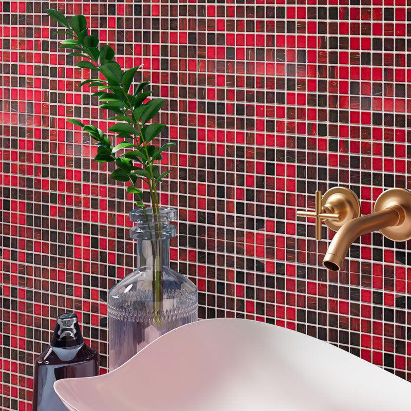 Queen of Hearts Red Mixed Squares Glass Tile | Tile Club