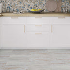 Painted Wood Blue Rustic Farmhouse Floor with Porcelain Tiles