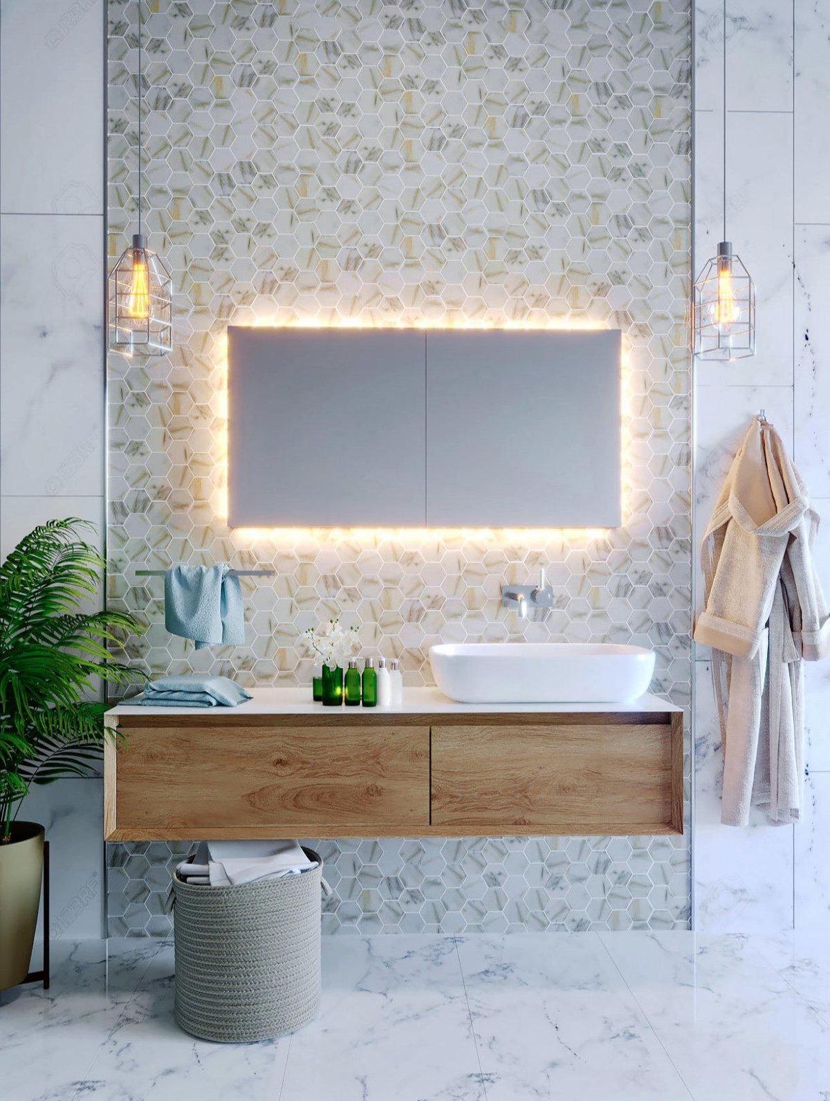 Recycled Glass 2.75" Hexagon Mosaic In Calacatta Marble Color | 10.2" x 11.7"