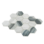 Recycled Glass Hexagon Mosaic In Grey Wood Color | Tile Club