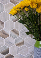 Recycled Glass 2.75" Hexagon Mosaic In Wood Color