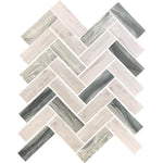 11" x 12.6" Herringbone Mosaic Recycled Glass Tile In Grey