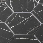 Recycled Glass Hexagon Mosaic in Black Marble Color