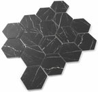 Recycled Glass Hexagon Mosaic in Black Marble Color | Tile Club
