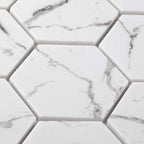 Recycled Glass Hexagon Mosaic in White Marble Color | Tile Club