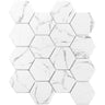 Recycled Glass Hexagon Mosaic in White Marble Color