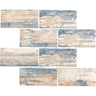 Recycled Glass Subway Mosaic Tile In Blue Wood Color