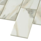 Recycled Glass Subway Mosaic Tile In Calacatta Marble Color | Tile Club