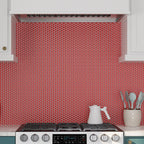 Red Buttons Porcelain Penny Round Tile | Tile Club