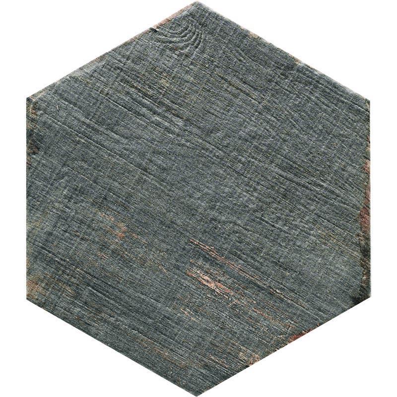 Dark gray wood look hexagon tile