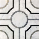 Roman Crossroads White Waterjet Mosaic With Silver Lines | 12" x 12" bianco carrara waterjet mosaic
