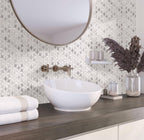 Roman Flower Bardiglio & Carrara Marble Mosaic Tile | Tile Club