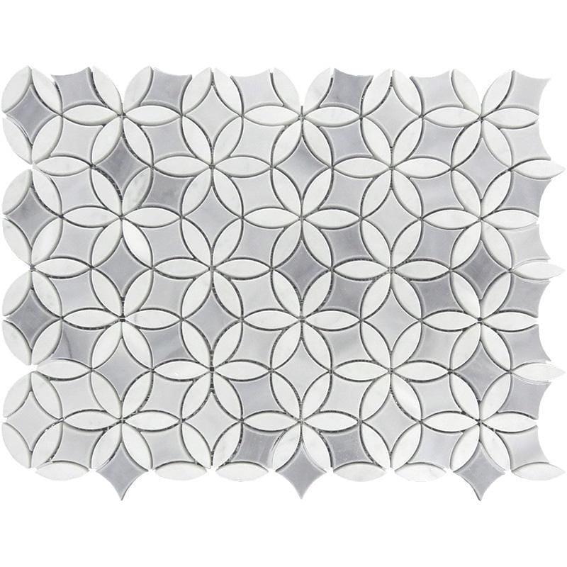 Roman Flower Bardiglio & Carrara Marble Mosaic Tile