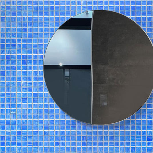 Royal Blue Mixed Swirls Squares Glass Pool Tile | Tile Club