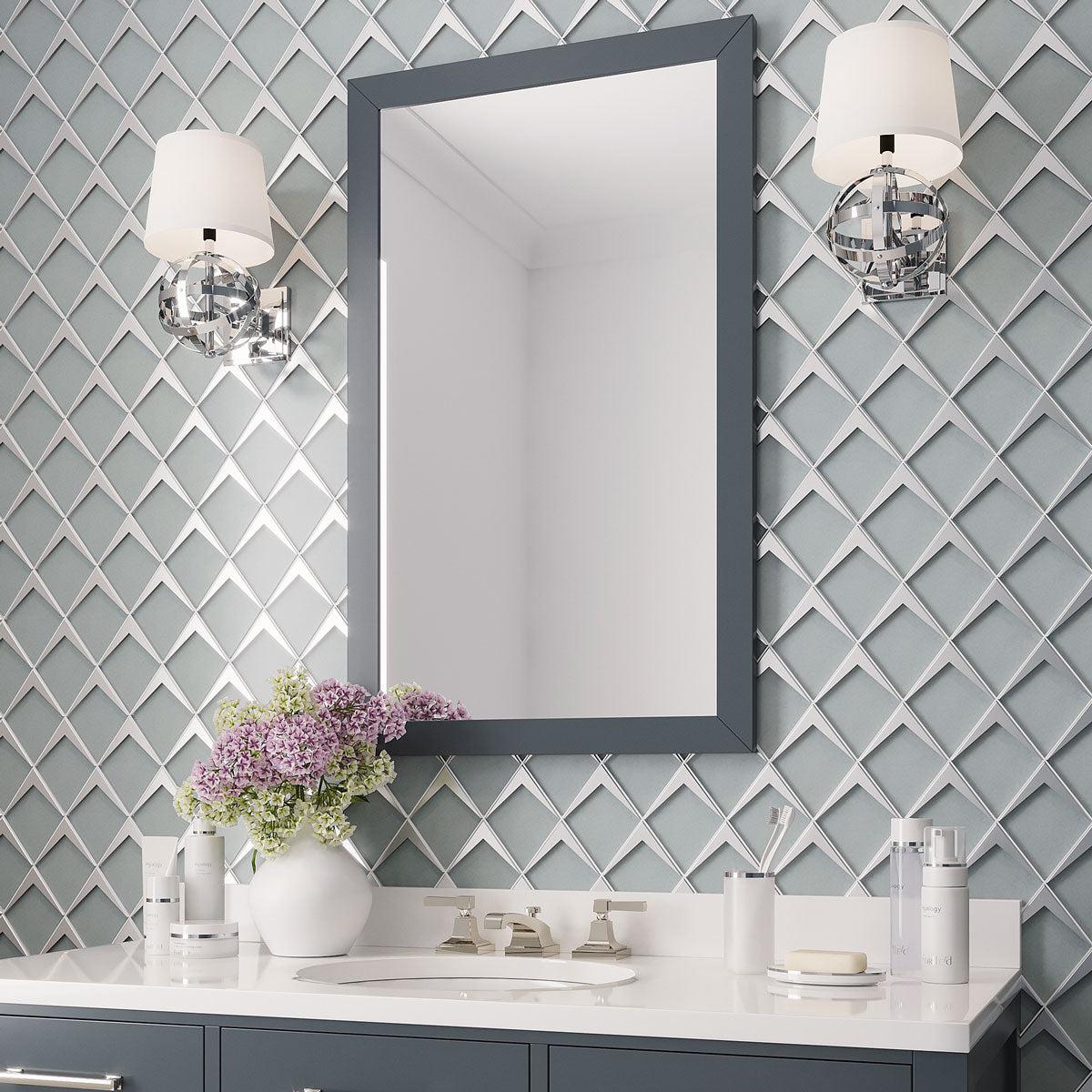 Sage Frost Diamond Glass Mosaic Tile Bathroom Wall | Tile Club