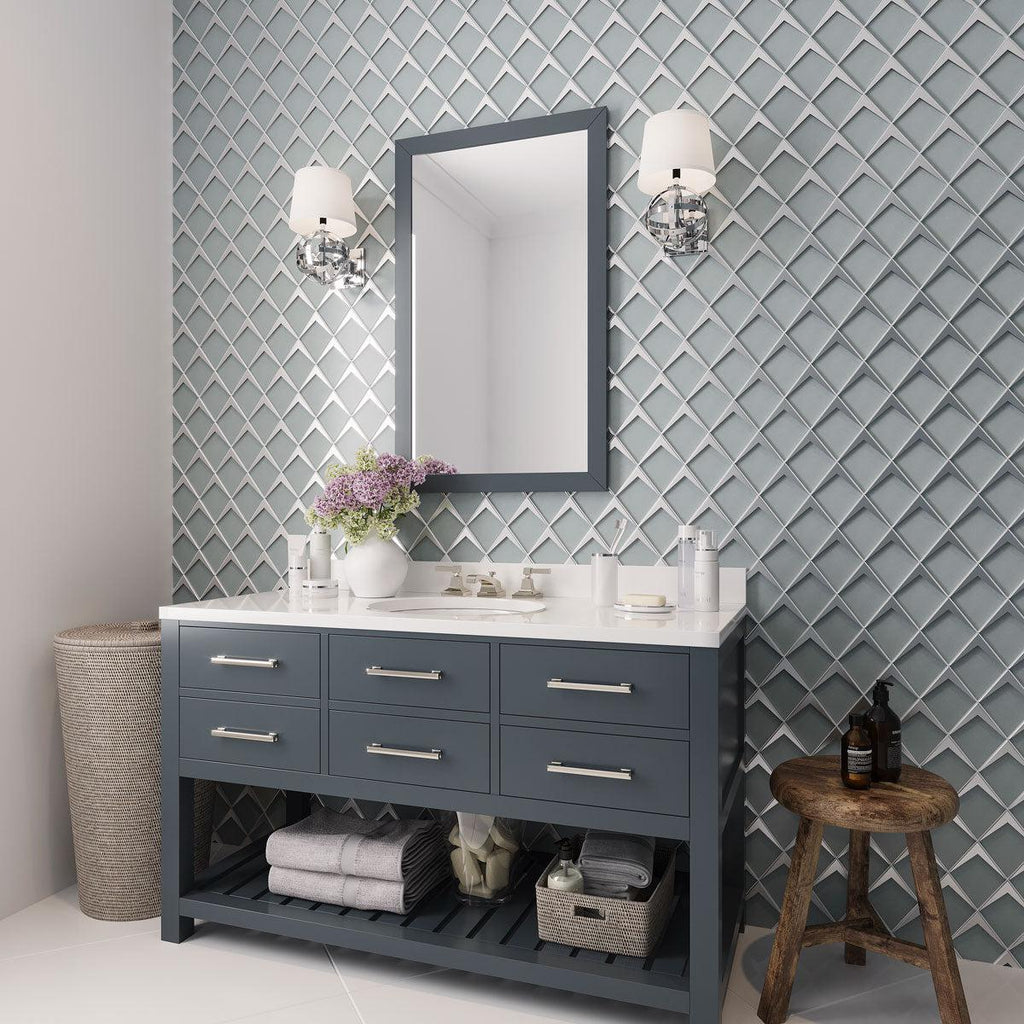 Sage Frost Diamond Glass Mosaic Tile | Tile Club