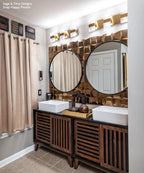 3D Copper porcelain tile for a modern bohemian bathroom vanity wall