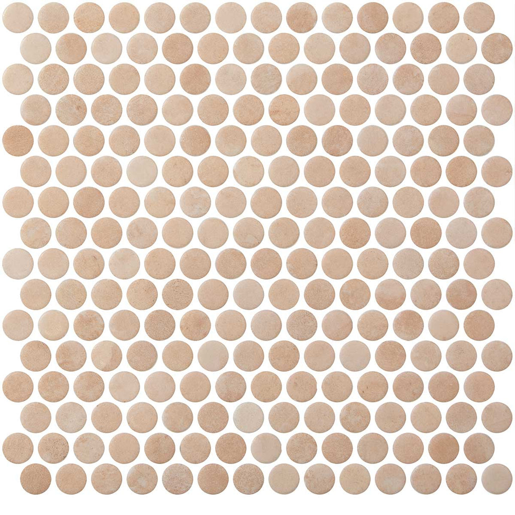 Sagrada Recycled Glass Clay Penny Round Tile | Tile Club