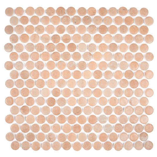 Sagrada Recycled Glass Clay Penny Round Tile | Tile Club