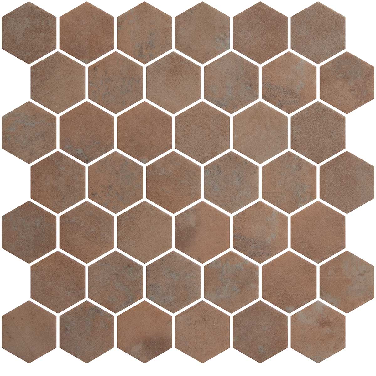 Sagrada Recycled Glass Copper Hexagon Mosaic Tile | Tile Club