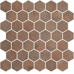 Sagrada Recycled Glass Copper Hexagon Mosaic Tile Sample | Tile Club