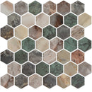Sagrada Recycled Glass Multicolor Hexagon Mosaic Tile | Tile Club