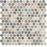 Sagrada Recycled Glass Multicolor Penny Round Tile Sample | Tile Club