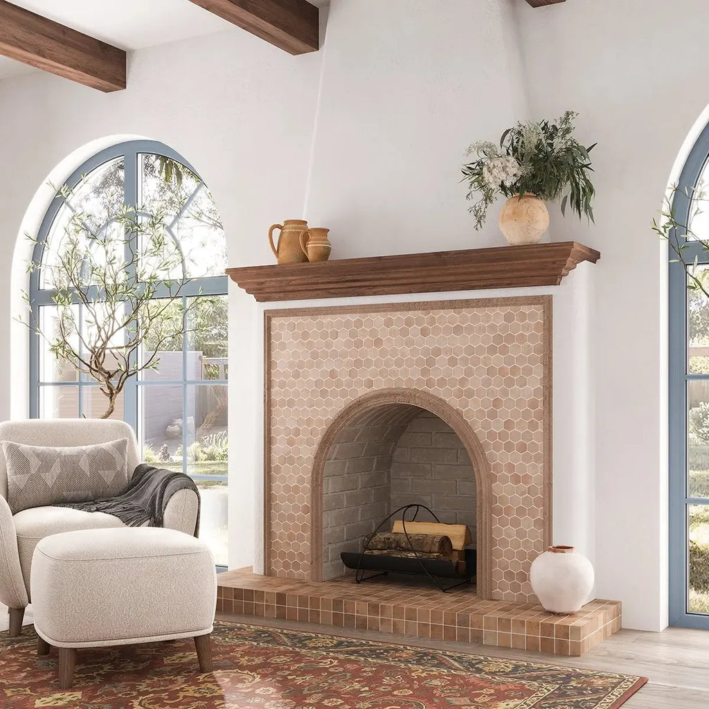 Sagrada Recycled Glass Clay Hexagon Mosaic Tile | Tile Club