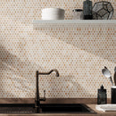 Sagrada Recycled Glass Clay Penny Round Tile Kitchen Backsplash