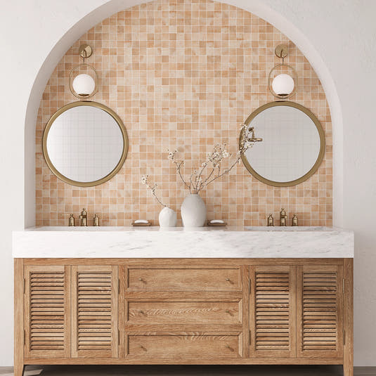 Sagrada Recycled Glass Clay Square Mosaic Tile | Tile Club