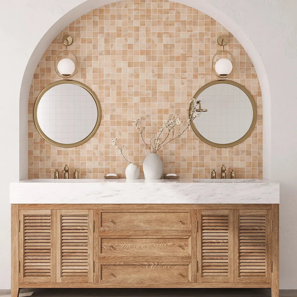 Sagrada Recycled Glass Clay Square Mosaic Tile | Tile Club