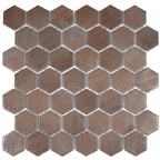 Sagrada Recycled Glass Copper Hexagon Mosaic Tile | Tile Club