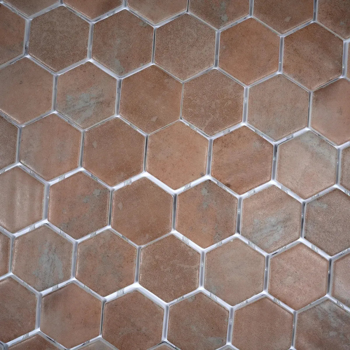 Sagrada Recycled Glass Copper Hexagon Mosaic Tile | Tile Club
