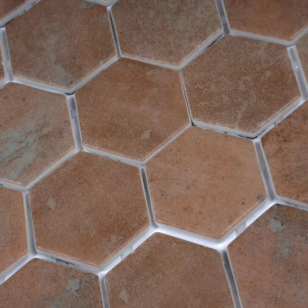 Sagrada Recycled Glass Copper Hexagon Mosaic Tile | Tile Club