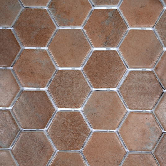 Sagrada Recycled Glass Copper Hexagon Mosaic Tile | Tile Club