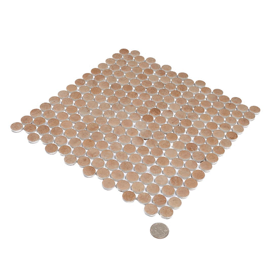 Sagrada Recycled Glass Copper Penny Round Tile | Tile Club