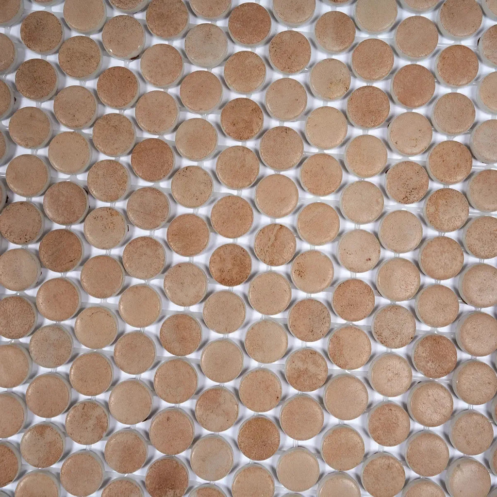 Sagrada Recycled Glass Copper Penny Round Tile | Tile Club