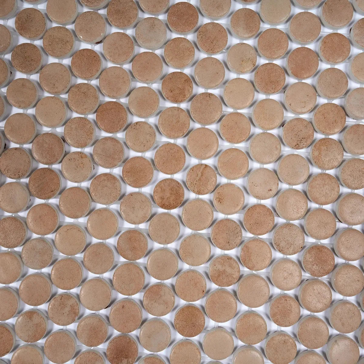 Sagrada Recycled Glass Copper Penny Round Tile | Tile Club