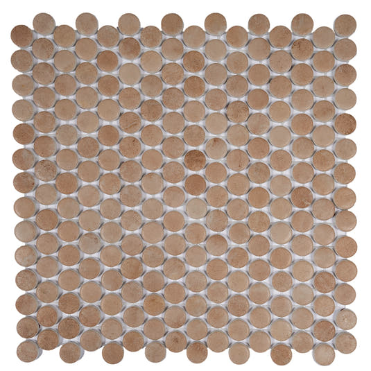 Sagrada Recycled Glass Copper Penny Round Tile | Tile Club