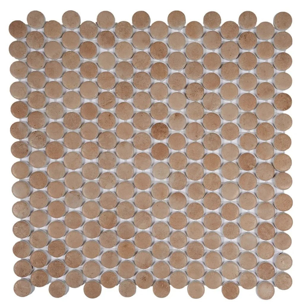 Sagrada Recycled Glass Copper Penny Round Tile | Tile Club
