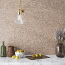 Sagrada Recycled Glass Copper Penny Round Tile Kitchen Backsplash